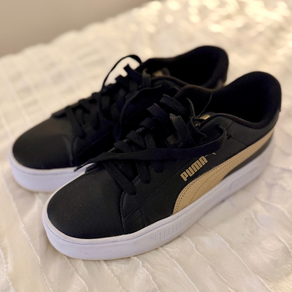 Puma Black and Gold Casual Sneakers